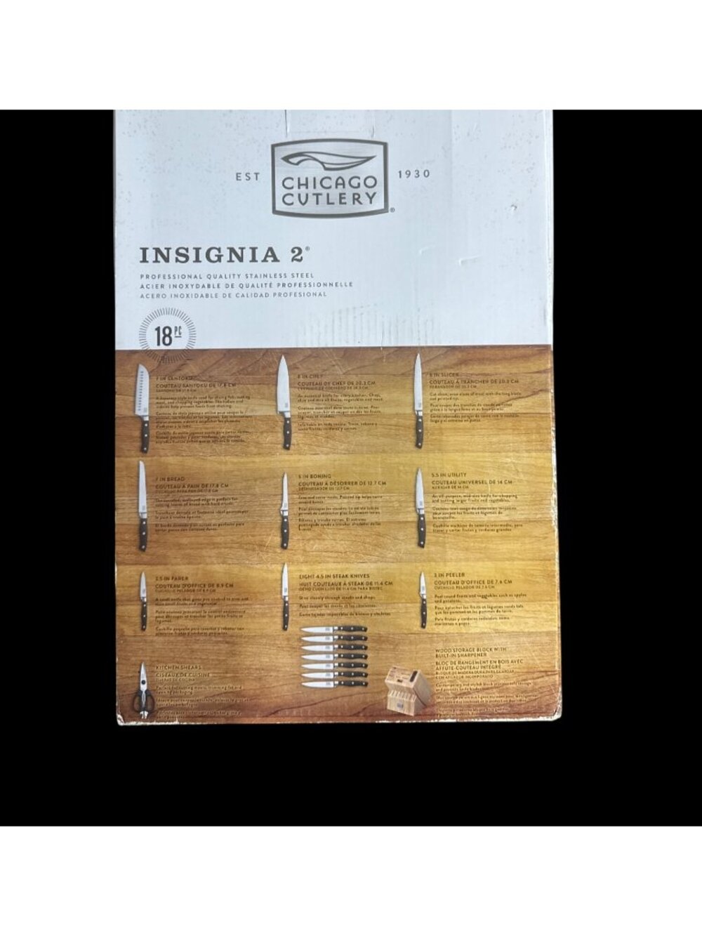 Chicago Cutlery 18pc Insignia2 Knife Block Set with Knife Sharpener New in Box - Picture 3 of 6